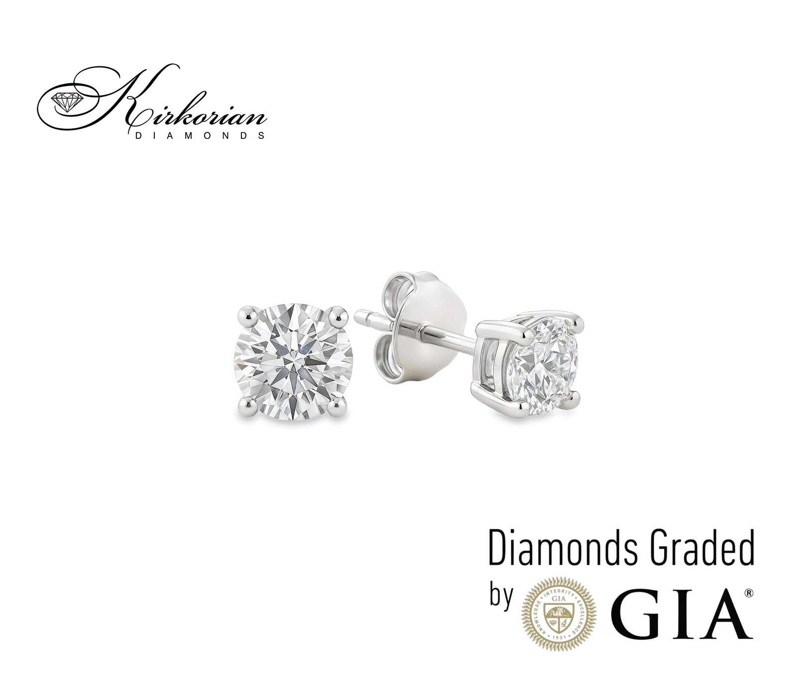 Класически обеци от бяло злато 14К с диаманти 0.60 ct GIA KD675 – премиум блясък и висок клас качество