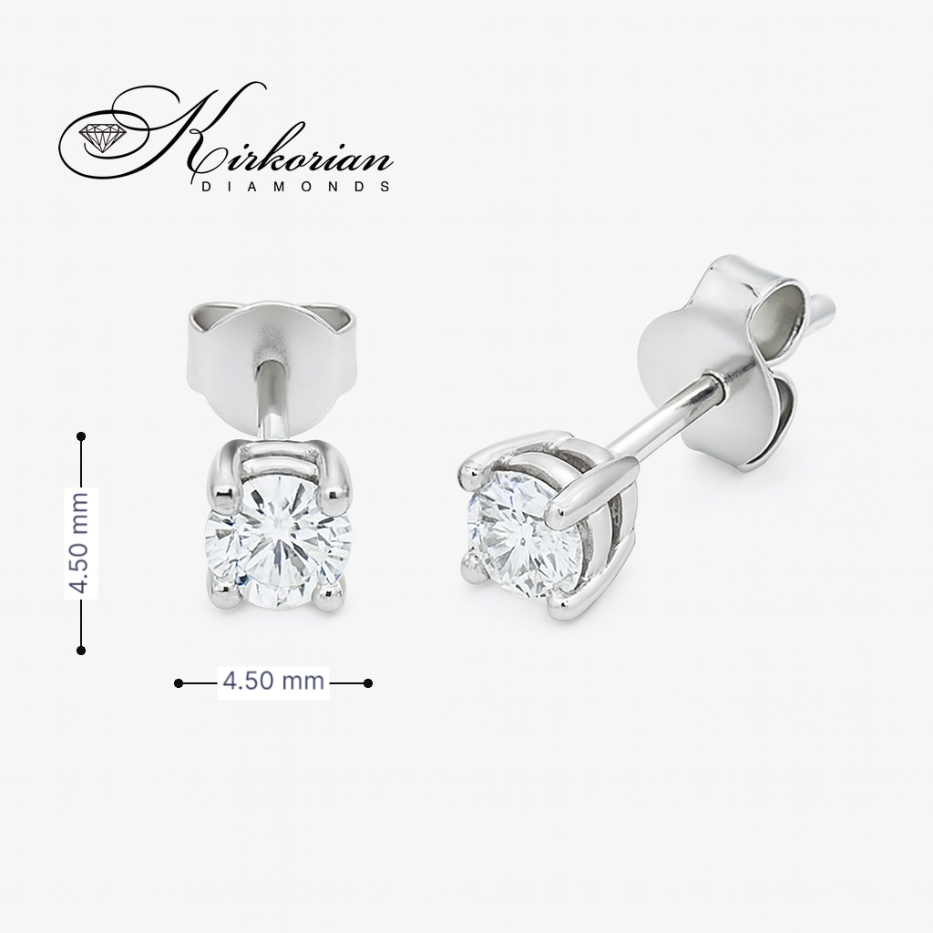 Класически обеци от бяло злато 14К с диаманти 0.52 ct OB127 – изтънчен блясък и високо качество с GIA сертификат