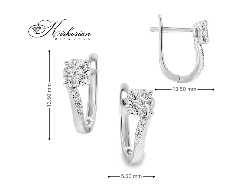 Обеци от бяло злато 18К с диаманти 0.33 ct G-H SI – луксозна изработка с перфектен блясък, модел ON7