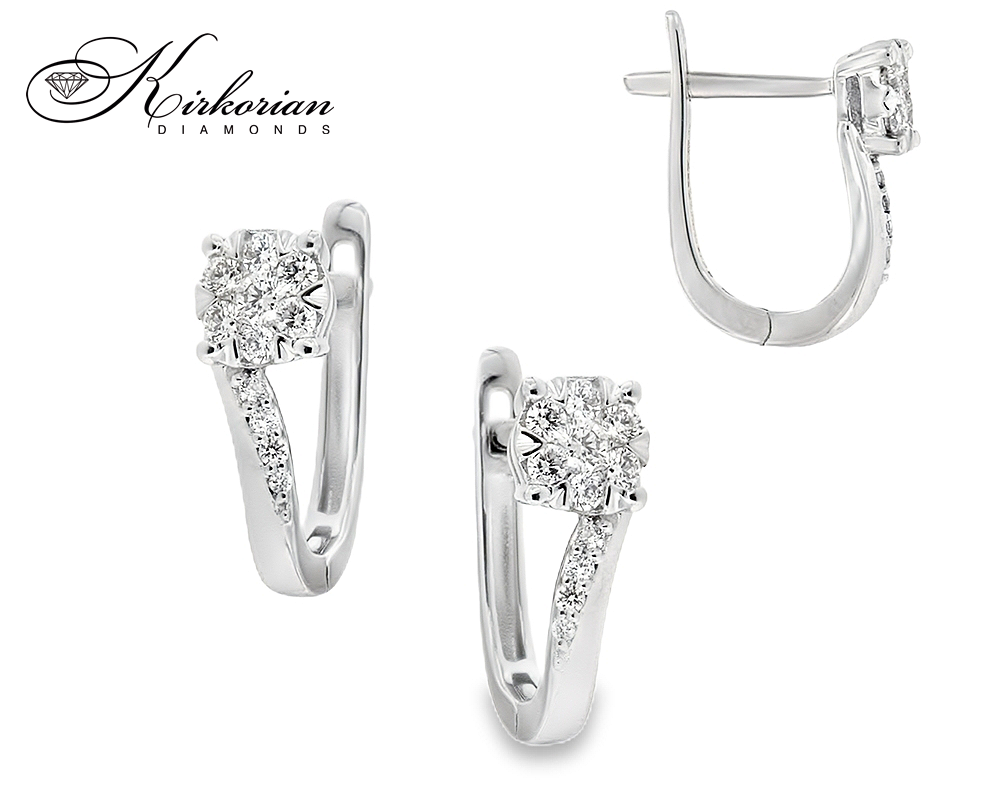 Обеци от бяло злато 18К с диаманти 0.33 ct G-H SI – луксозна изработка с перфектен блясък, модел ON7