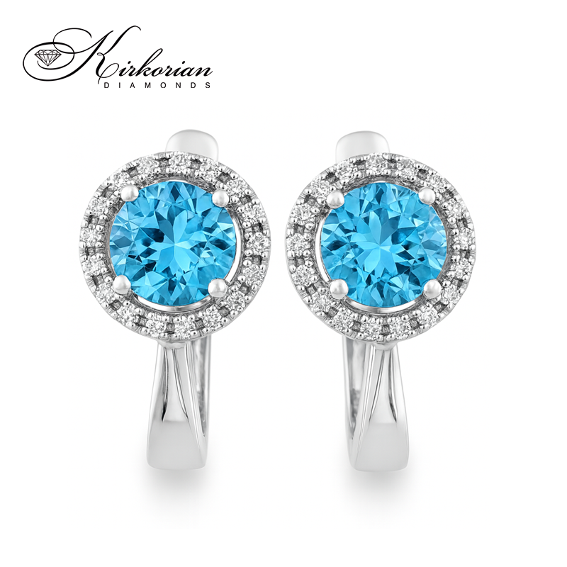 Обеци от бяло злато 18К с топаз 1.32 ct и диаманти 0.10 ct ON9 – луксозно предложение с перфектно съотношение цена качество