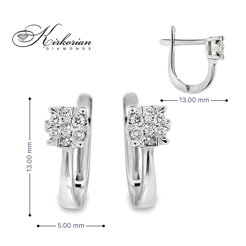 Обеци от бяло злато 14К с диаманти 0.22 ct G-H SI – елегантен модел RN115 с луксозна кутия и сертификат