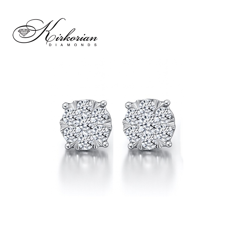 Обеци от бяло злато 18К с диаманти 0.34 ct G-H SI – елегантен модел RN143 с естествени диаманти