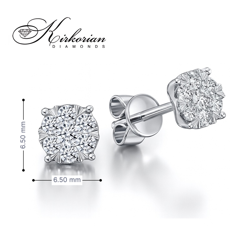 Обеци от бяло злато 18К с диаманти 0.50 ct G-H SI – луксозен модел RN144B с естествени диаманти и перфектен блясък