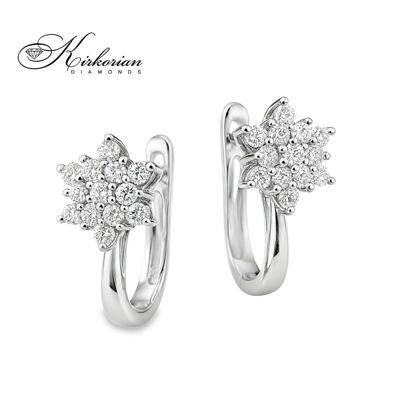 Обеци от бяло злато 14К с диаманти 0.41 ct и английско закопчаване Елегантен модел Код RN195