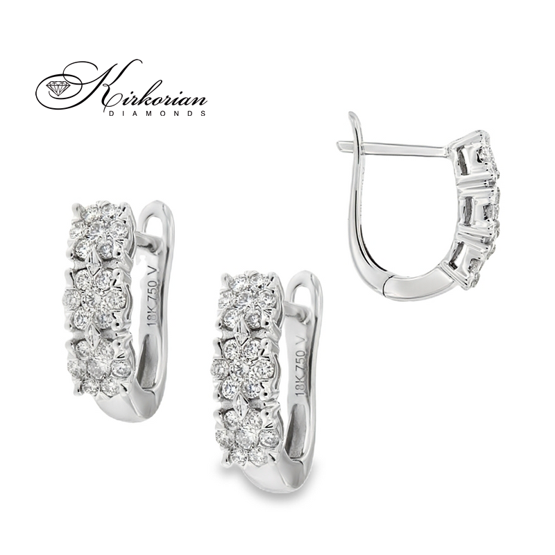 Обеци от бяло злато 18К с диаманти 0.30 ct и английско закопчаване Елегантен модел Код RN230