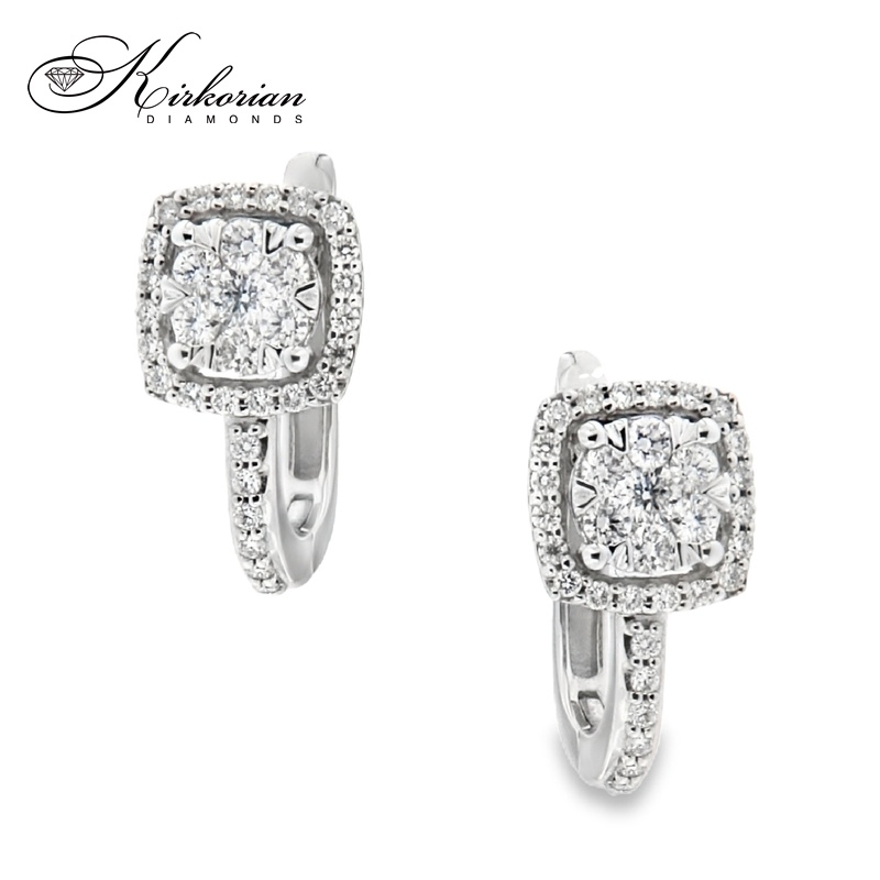 Обеци от бяло злато 18К с диаманти 0.50 ct и английско закопчаване Луксозен модел Код RN237