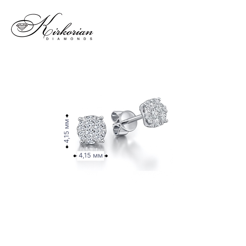 Нежни обеци от бяло злато 18К с диаманти 0.15 ct Елегантен модел Код RN55