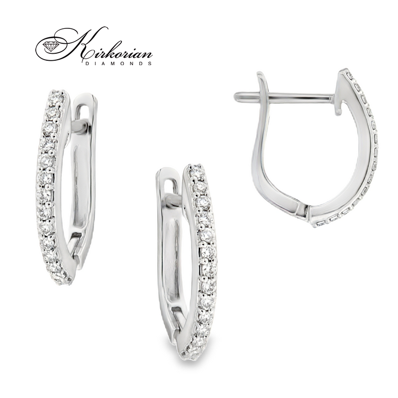 Обеци от бяло злато 18К с диаманти 0.21 ct и английско закопчаване Елегантен модел Код RN57