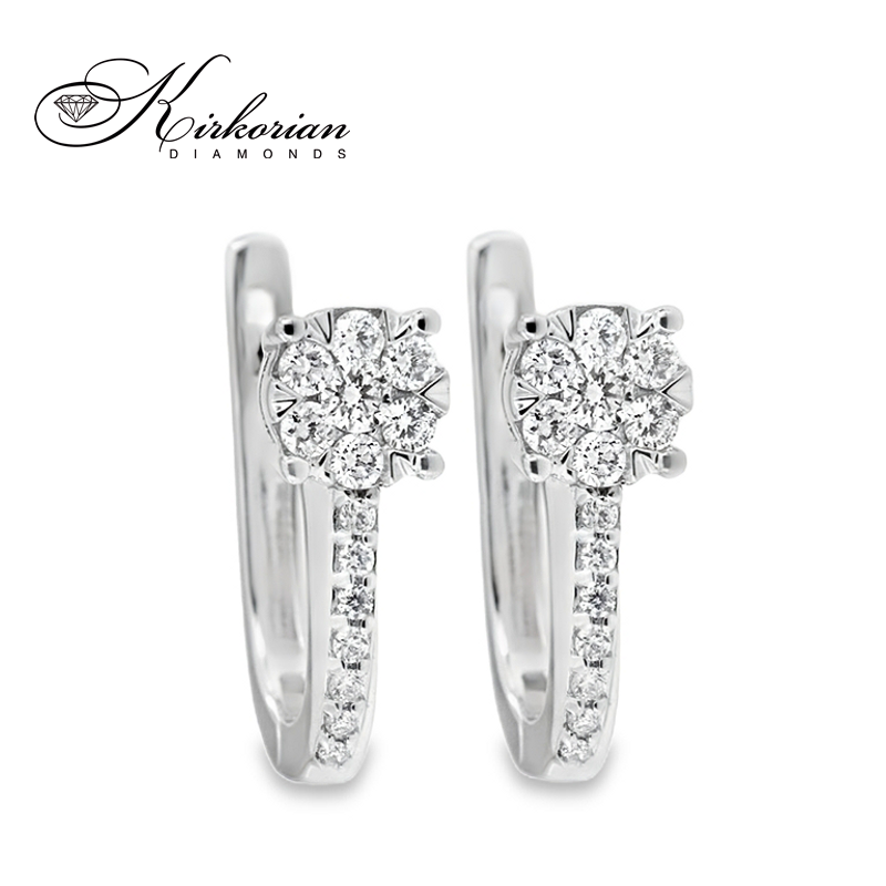 Обеци от бяло злато 14К с диаманти 0.35 ct и английско закопчаване Елегантен модел Код RN70