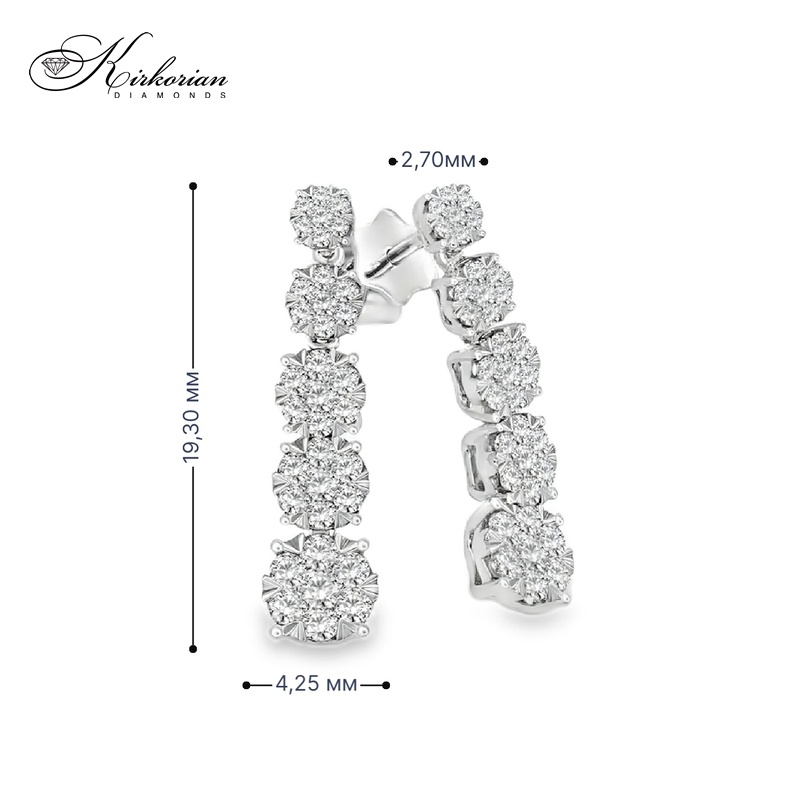 Висящи обеци от бяло злато 14К с диаманти 0.50 ct Луксозен модел Код RN85