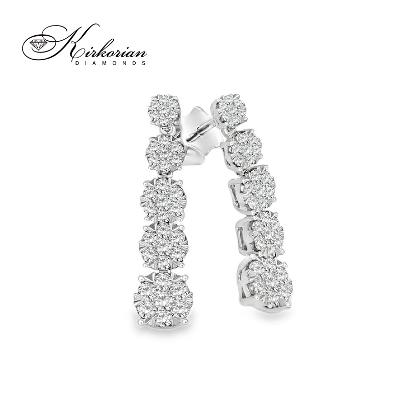 Висящи обеци от бяло злато 14К с диаманти 0.50 ct Луксозен модел Код RN85