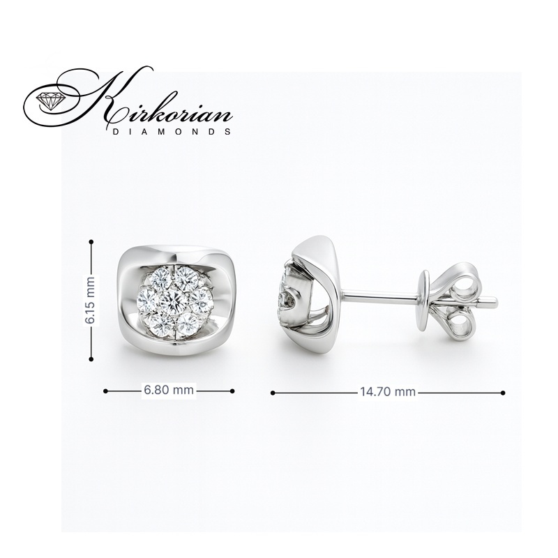 Обеци от бяло злато 14К с диаманти 0.22 ct Модел с модерна форма Код RN86