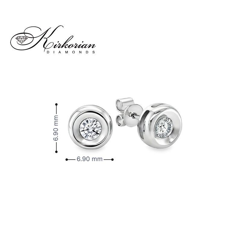 Обеци от бяло злато 14К с диаманти 0.20 ct в класически обков Елегантен модел Код RN96