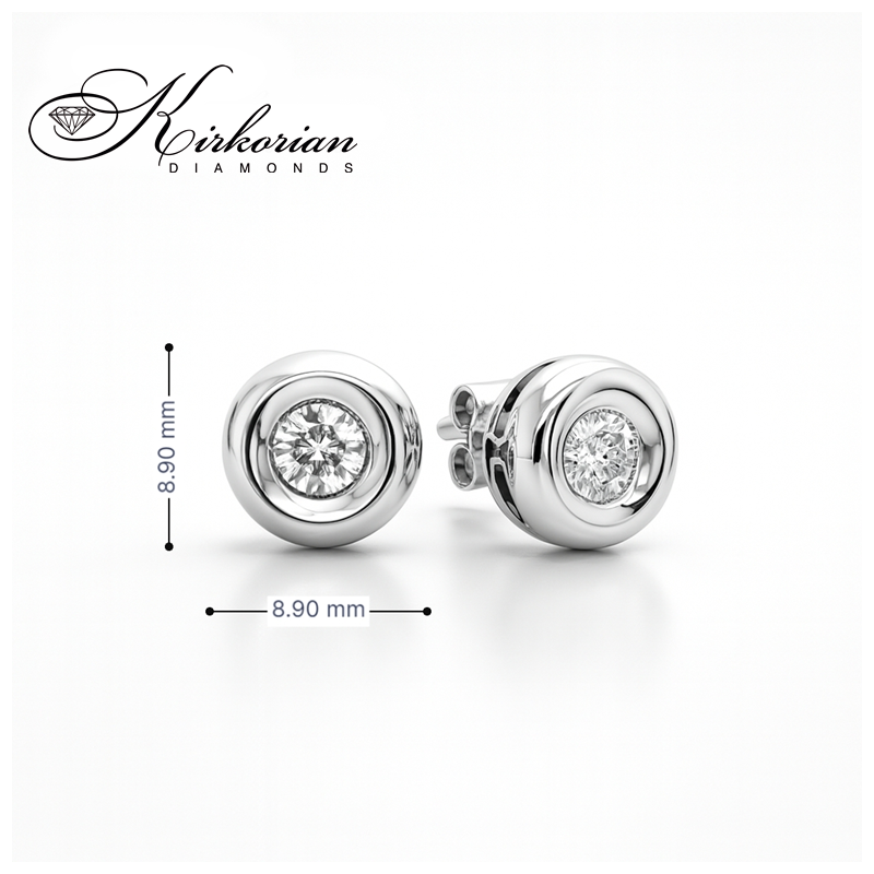 Обеци от бяло злато 14К с диаманти 0.40 ct в класически обков Елегантен модел Код RN97