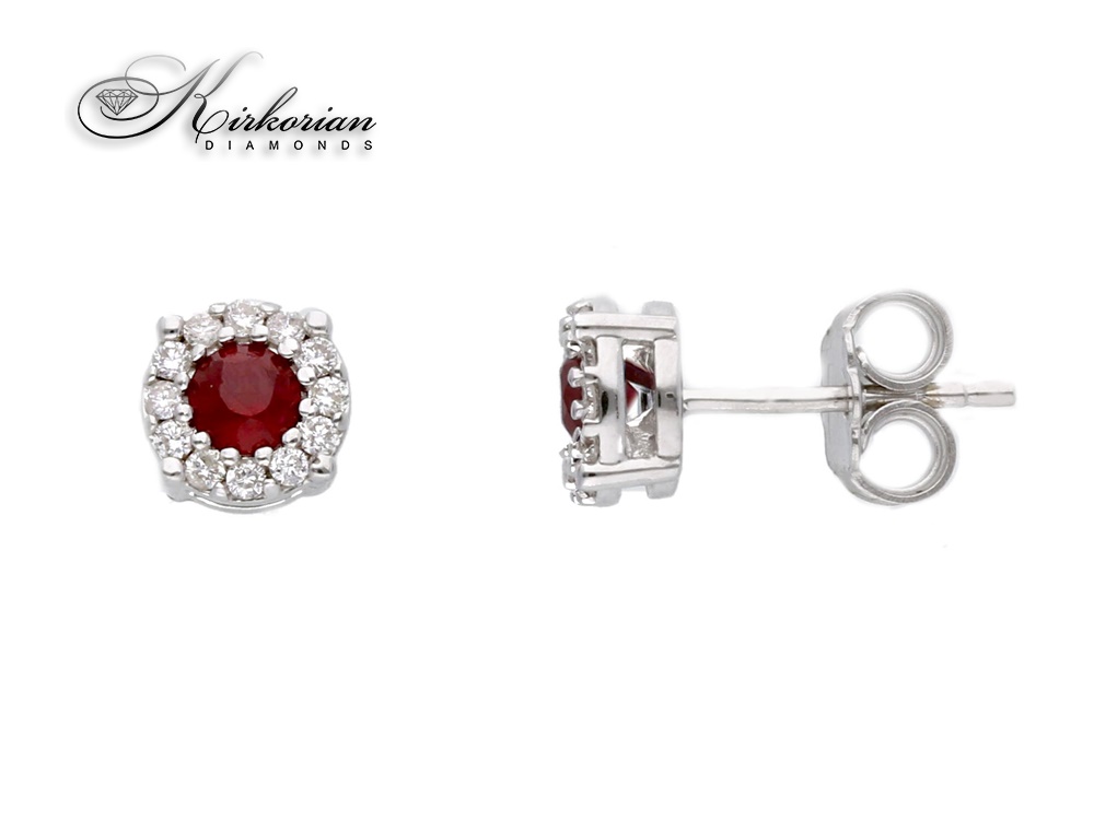 Обеци бяло злато 18 карата Рубин 0.46 карата и диаманти 0.19 карата код:S264856RB