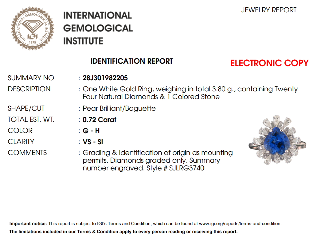 Годежен пръстен 18к. с танзанит 2.05 карата и диаманти 0.72 карата с IGI сертификат код:RT16
