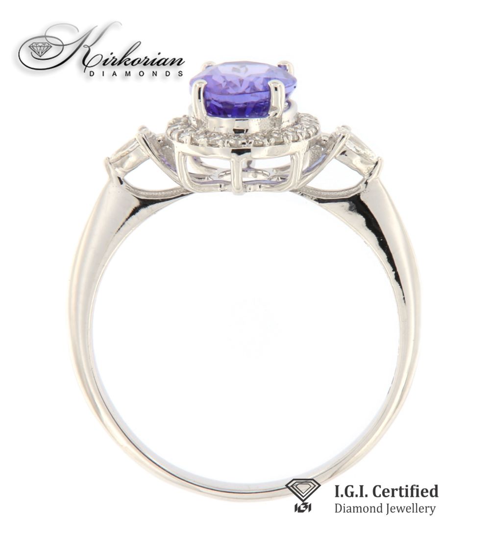 Годежен пръстен 18к. с танзанит 1,39 карата и диаманти 0.19 карата с IGI сертификат код:RT13