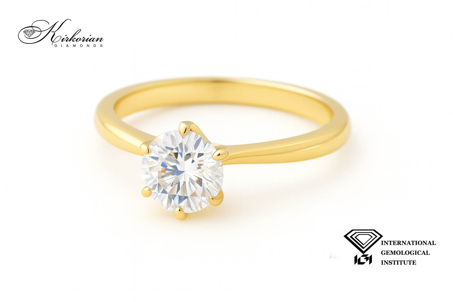 Годежен пръстен от жълто злато 14К с лабораторно създаден диамант 0.70 ct | Кръгла форма | Сертификат IGI | ТОП ЦЕНА