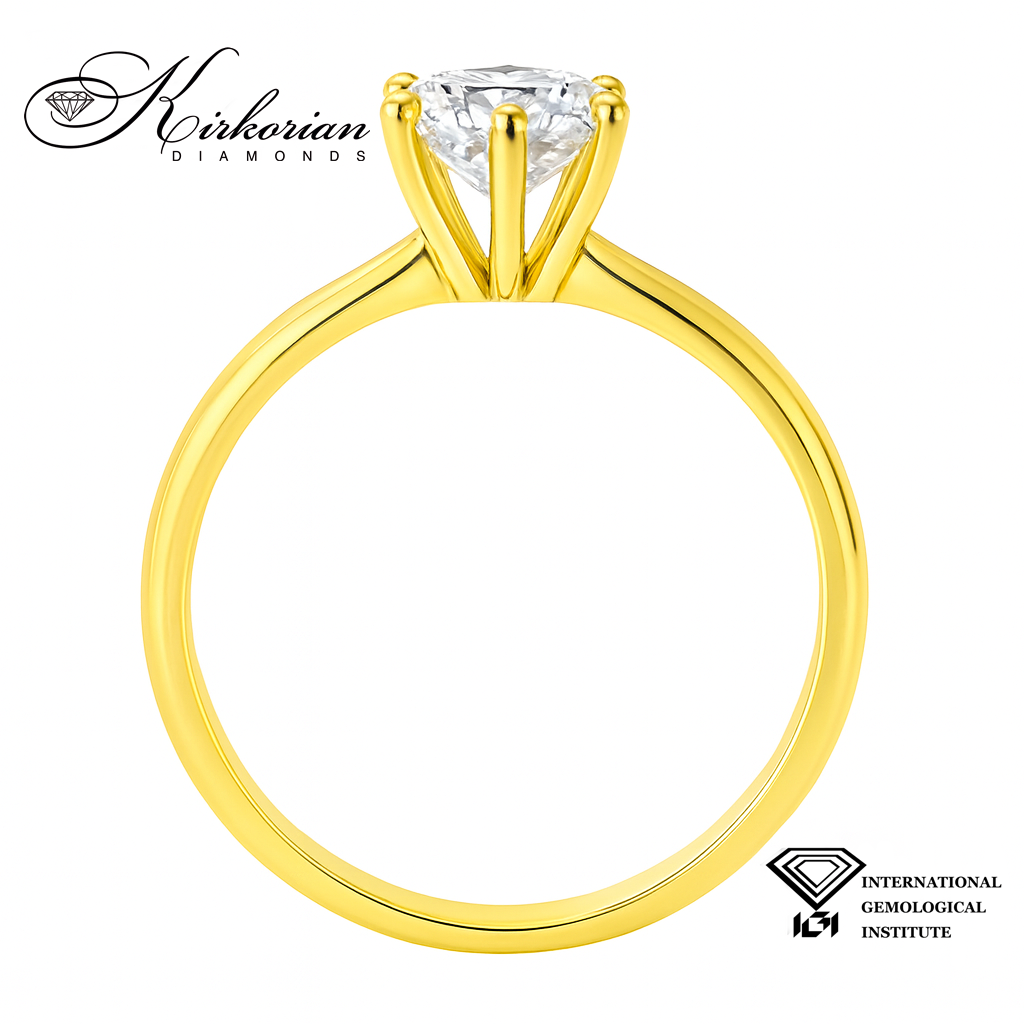 Годежен пръстен от жълто злато 14К с лабораторно създаден диамант 0.70 ct | Кръгла форма | Сертификат IGI | ТОП ЦЕНА