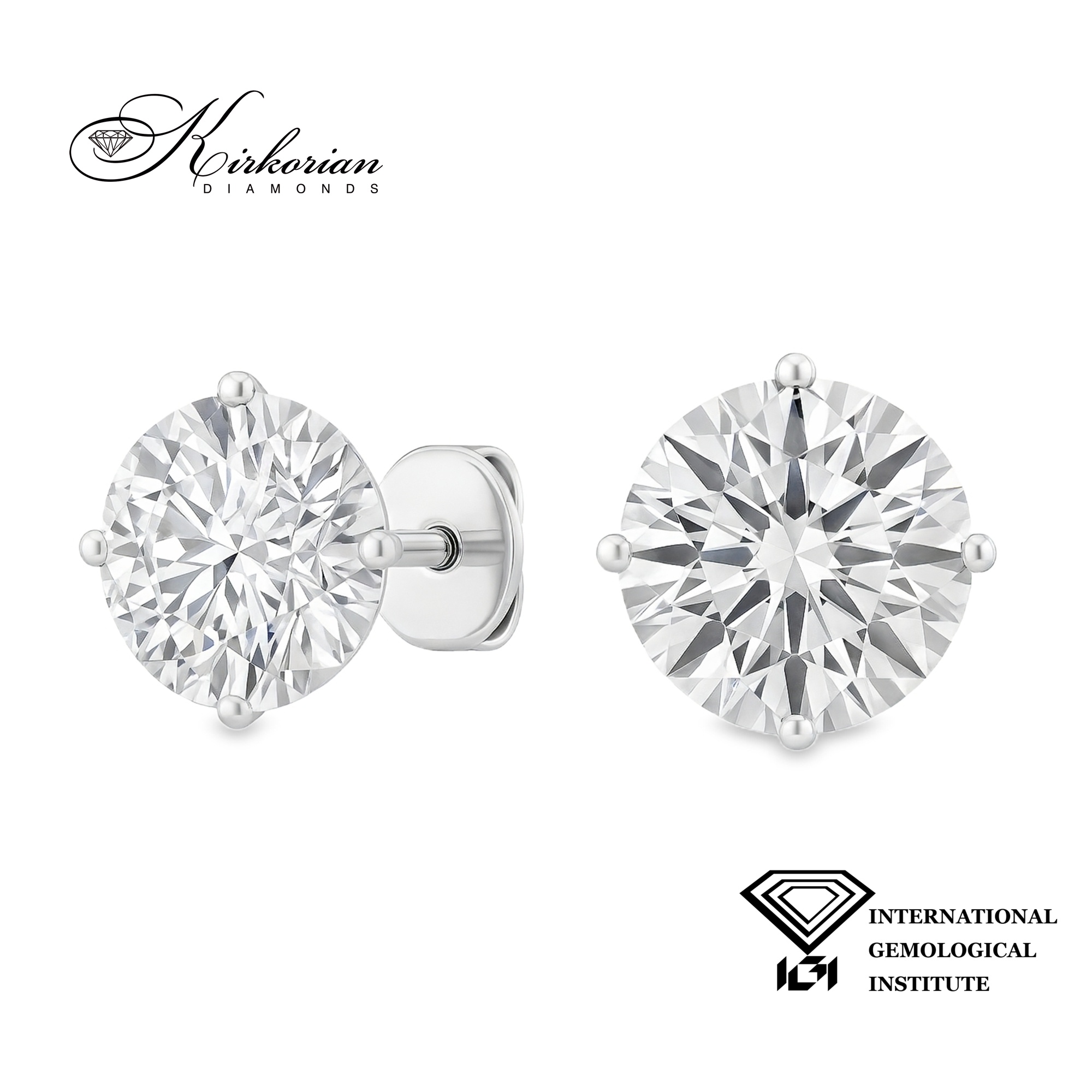 Луксозни обеци с диаманти 2.00ct D/VS1 от бяло злато 18k с IGI сертификат Луксозни обеци с диаманти 2.00ct D/VS1 от бяло злато 18k с IGI сертификат