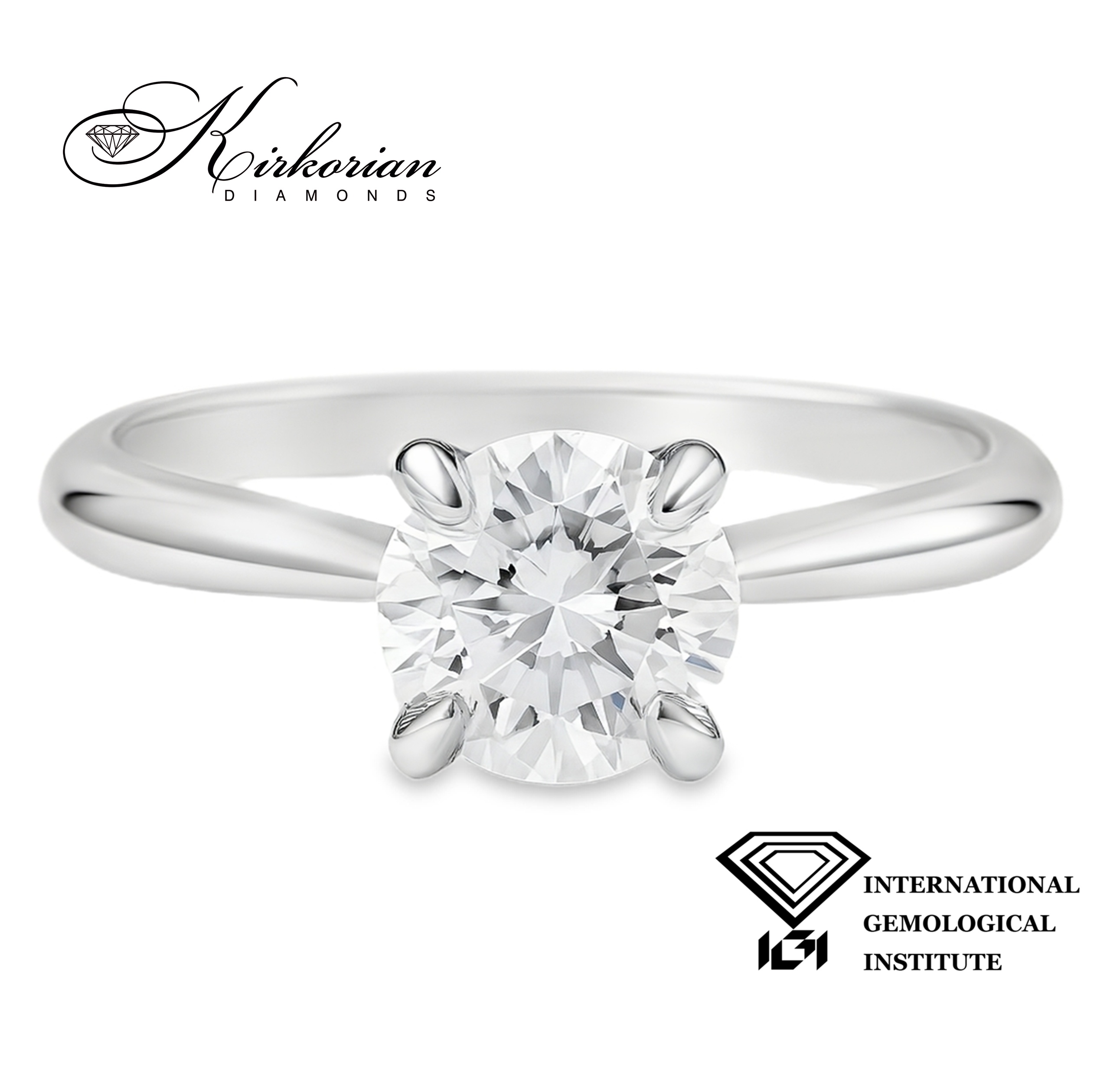 Годежен пръстен с лабораторен диамант 1.06 ct D VVS1 IGI сертификат – бяло злато 14К