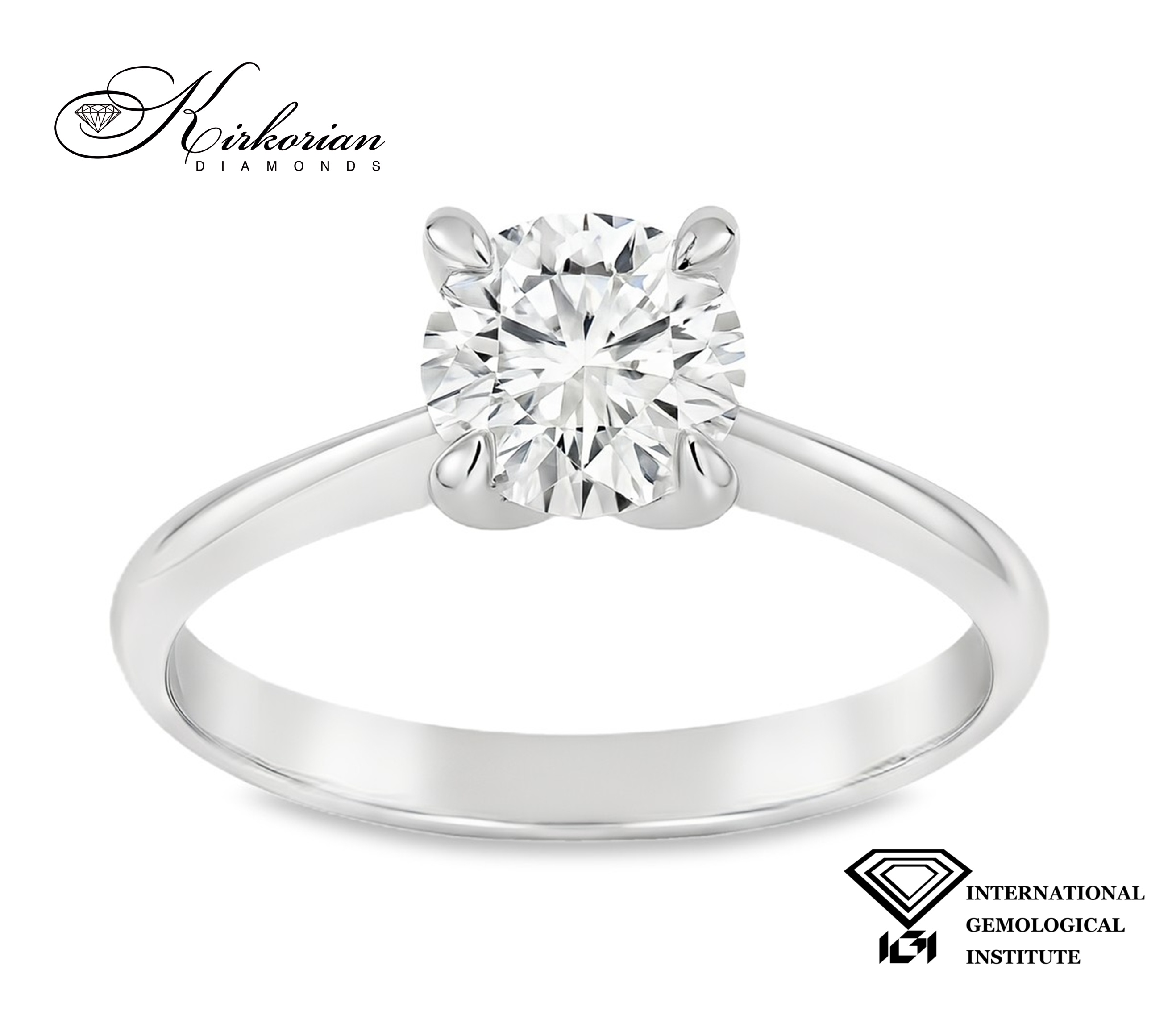 Годежен пръстен с лабораторен диамант 1.06 ct D VVS1 IGI сертификат – бяло злато 14К