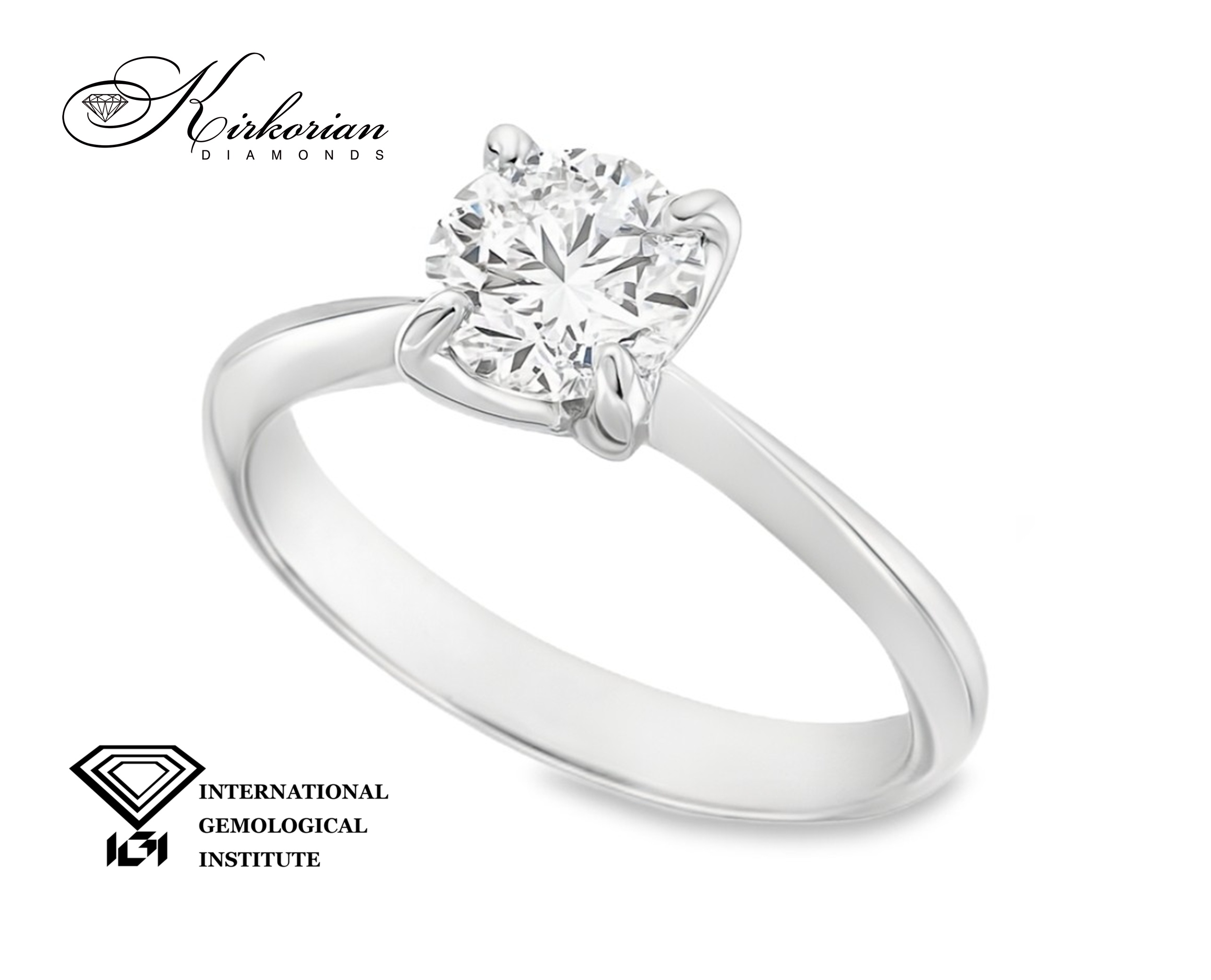 Годежен пръстен с лабораторен диамант 1.06 ct D VVS1 IGI сертификат – бяло злато 14К
