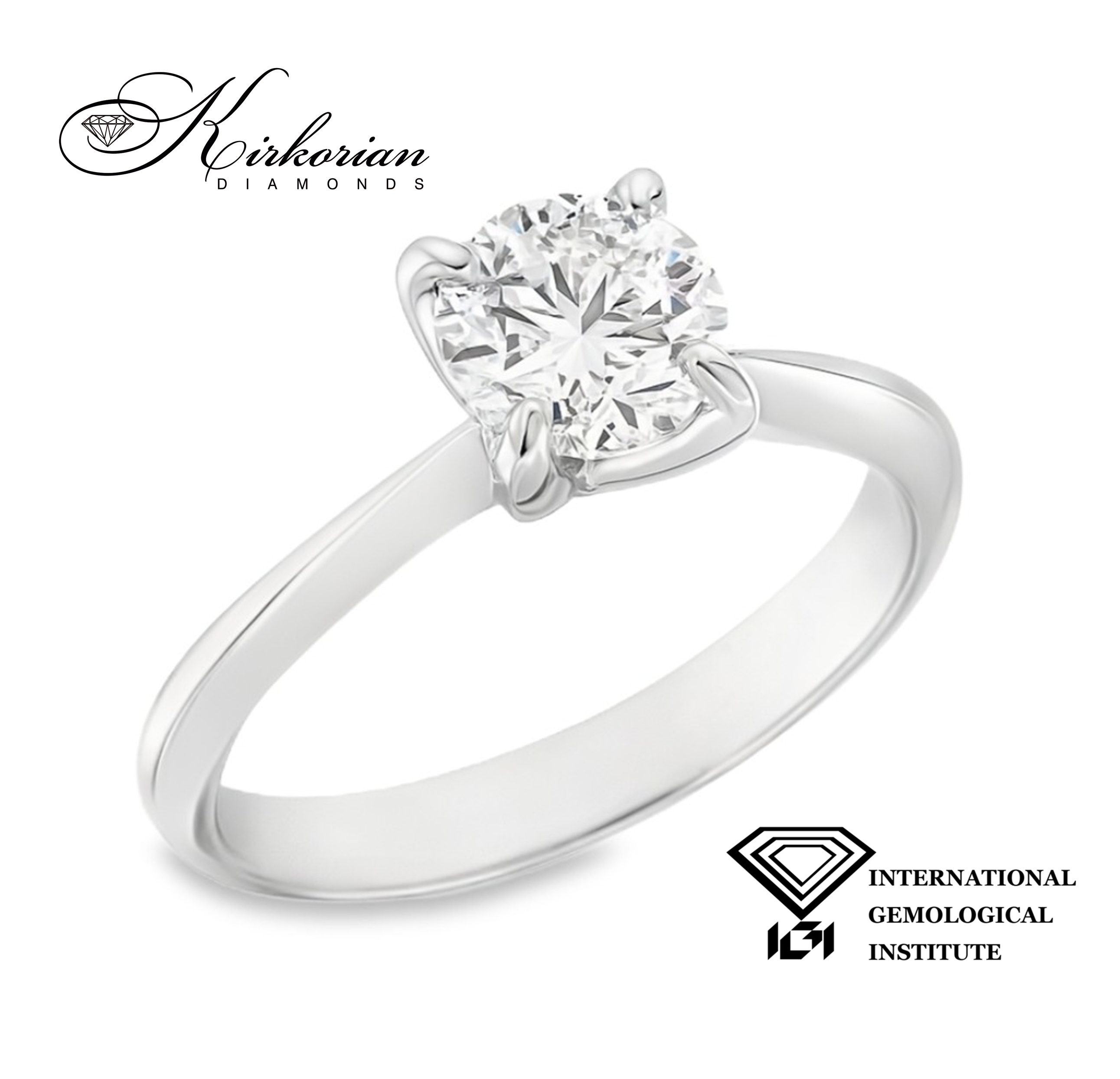 Годежен пръстен с лабораторен диамант 1.06 ct D VVS1 IGI сертификат – бяло злато 14К