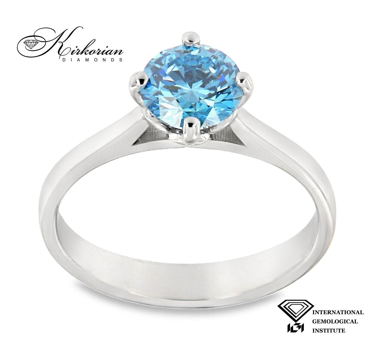 Ексклузивен годежен пръстен с Fancy Vivid Blue диамант 1.04ct | Бяло злато 14k | IGI сертификат – Модел LG614B Ексклузивен годежен пръстен с Fancy Vivid Blue диамант 1.04ct | Бяло злато 14k | IGI сертификат – Модел LG614B