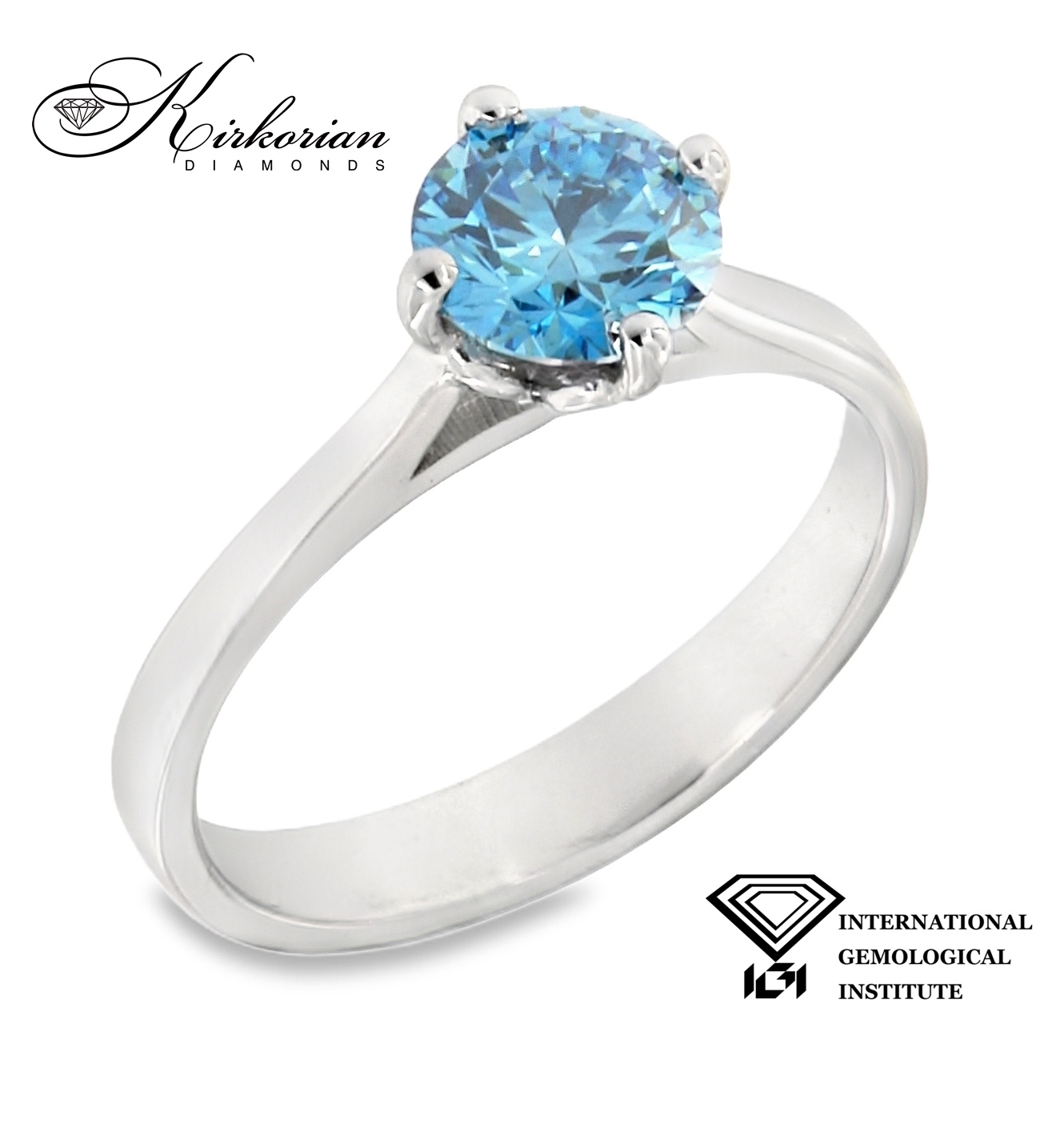 Ексклузивен годежен пръстен с Fancy Vivid Blue диамант 1.04ct | Бяло злато 14k | IGI сертификат – Модел LG614B Ексклузивен годежен пръстен с Fancy Vivid Blue диамант 1.04ct | Бяло злато 14k | IGI сертификат – Модел LG614B