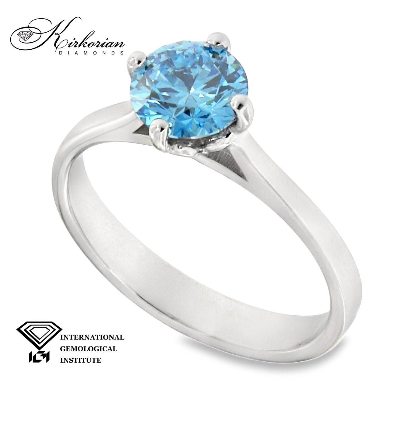 Ексклузивен годежен пръстен с Fancy Vivid Blue диамант 1.04ct | Бяло злато 14k | IGI сертификат – Модел LG614B Ексклузивен годежен пръстен с Fancy Vivid Blue диамант 1.04ct | Бяло злато 14k | IGI сертификат – Модел LG614B