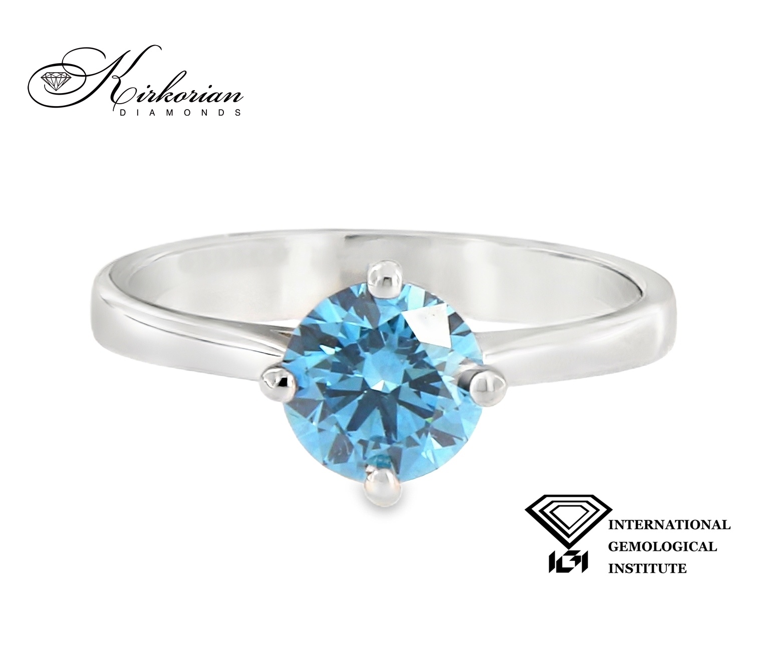 Ексклузивен годежен пръстен с Fancy Vivid Blue диамант 1.04ct | Бяло злато 14k | IGI сертификат – Модел LG614B Ексклузивен годежен пръстен с Fancy Vivid Blue диамант 1.04ct | Бяло злато 14k | IGI сертификат – Модел LG614B