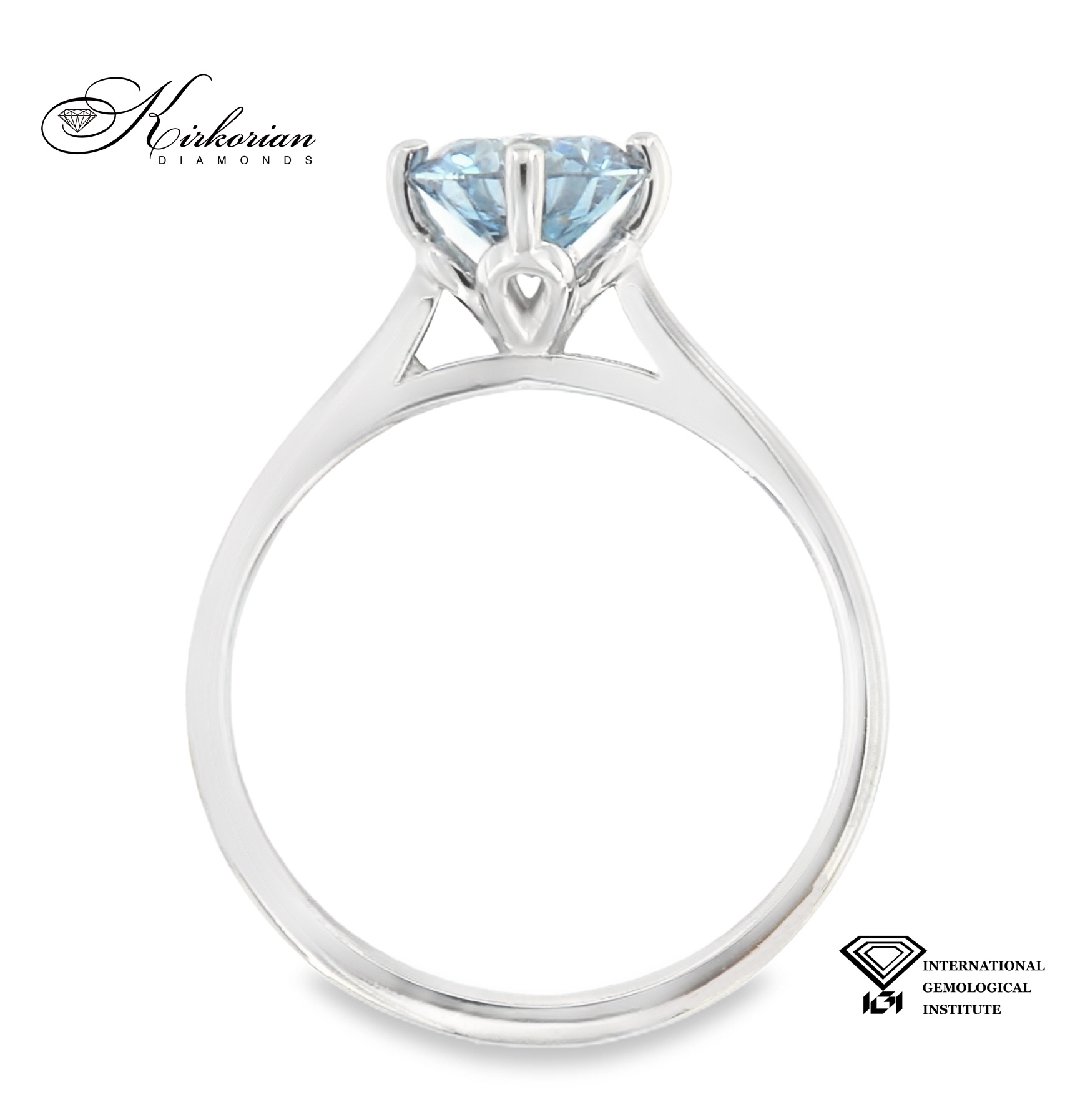 Ексклузивен годежен пръстен с Fancy Vivid Blue диамант 1.04ct | Бяло злато 14k | IGI сертификат – Модел LG614B Ексклузивен годежен пръстен с Fancy Vivid Blue диамант 1.04ct | Бяло злато 14k | IGI сертификат – Модел LG614B