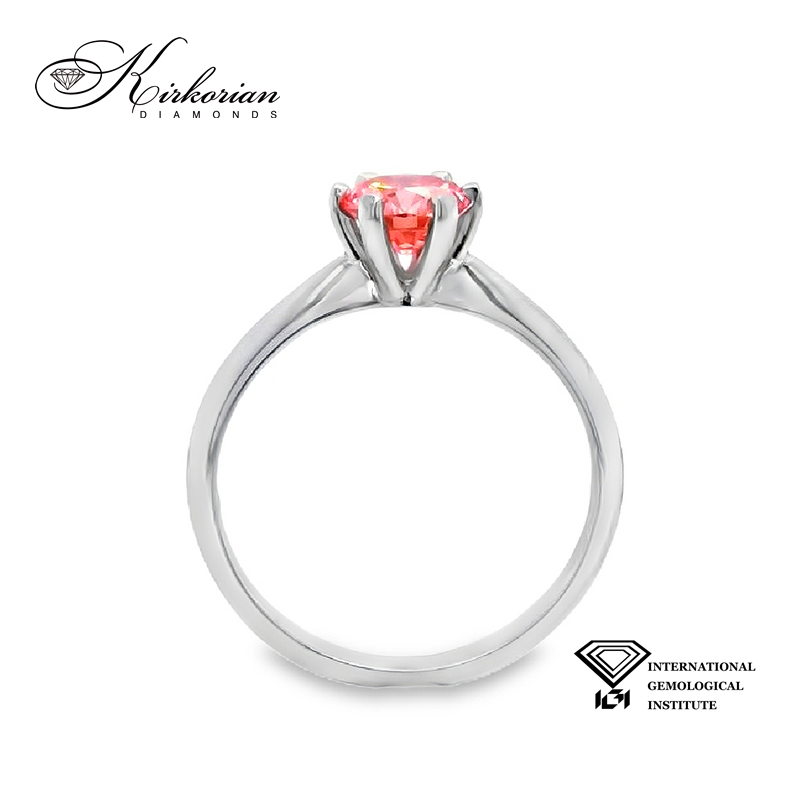 Годежен пръстен с розов диамант 0.78ct Fancy Vivid Pink | Бяло злато 14k | IGI сертификат – Модел LG624