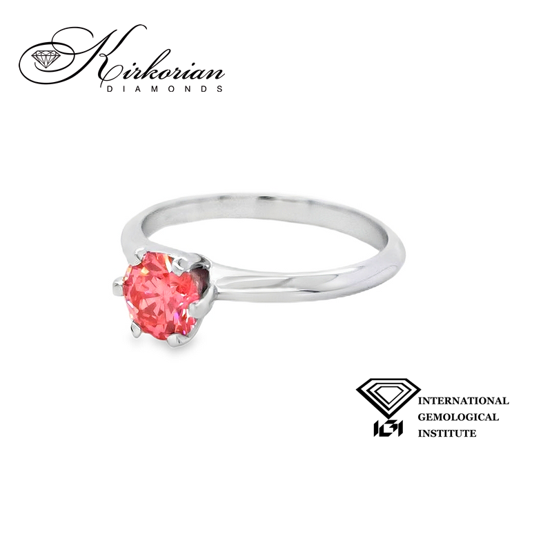 Годежен пръстен с розов диамант 0.78ct Fancy Vivid Pink | Бяло злато 14k | IGI сертификат – Модел LG624