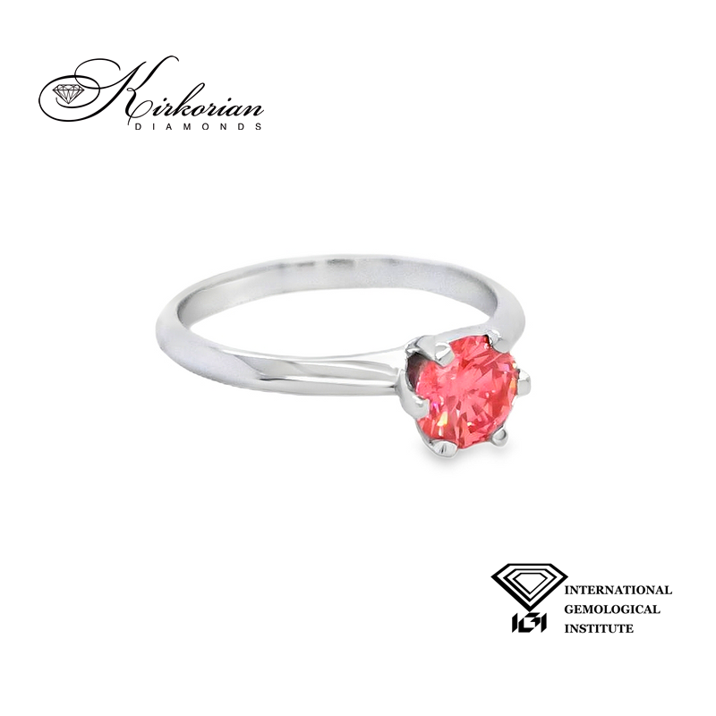 Годежен пръстен с розов диамант 0.78ct Fancy Vivid Pink | Бяло злато 14k | IGI сертификат – Модел LG624