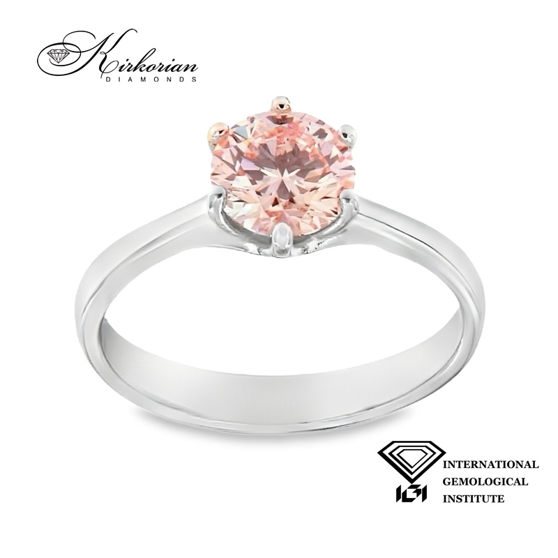 Годежен пръстен с Fancy Pink Lab Grown диамант 1.07ct | Бяло злато 14k | IGI сертификат – LG626