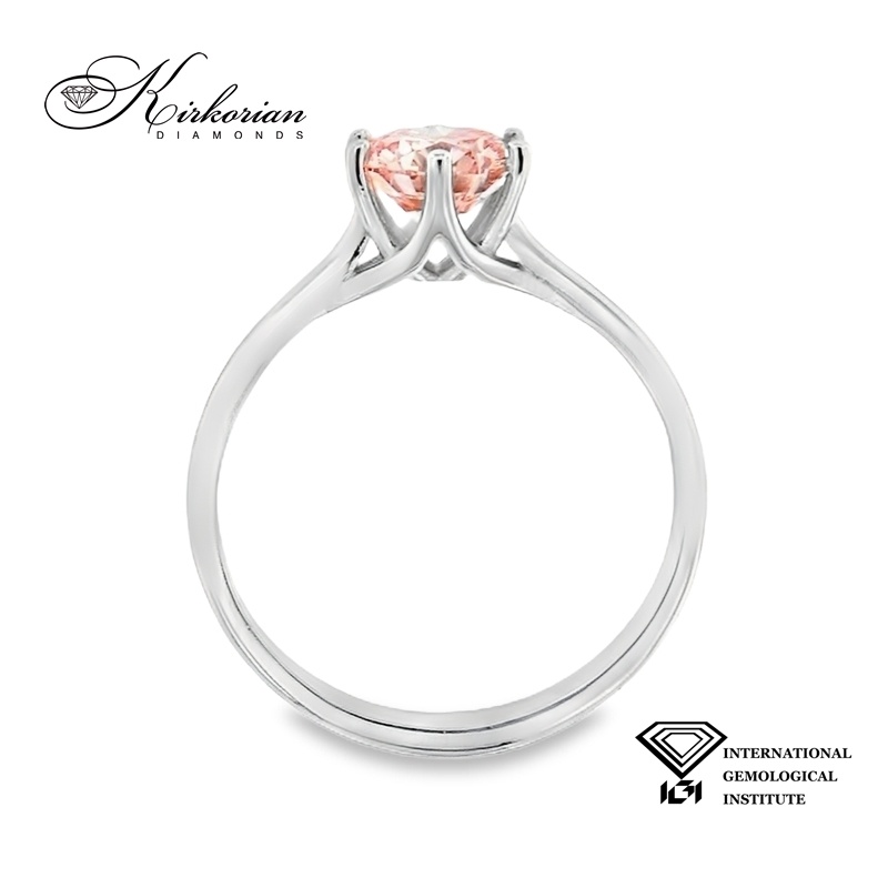 Годежен пръстен с Fancy Pink Lab Grown диамант 1.07ct | Бяло злато 14k | IGI сертификат – LG626