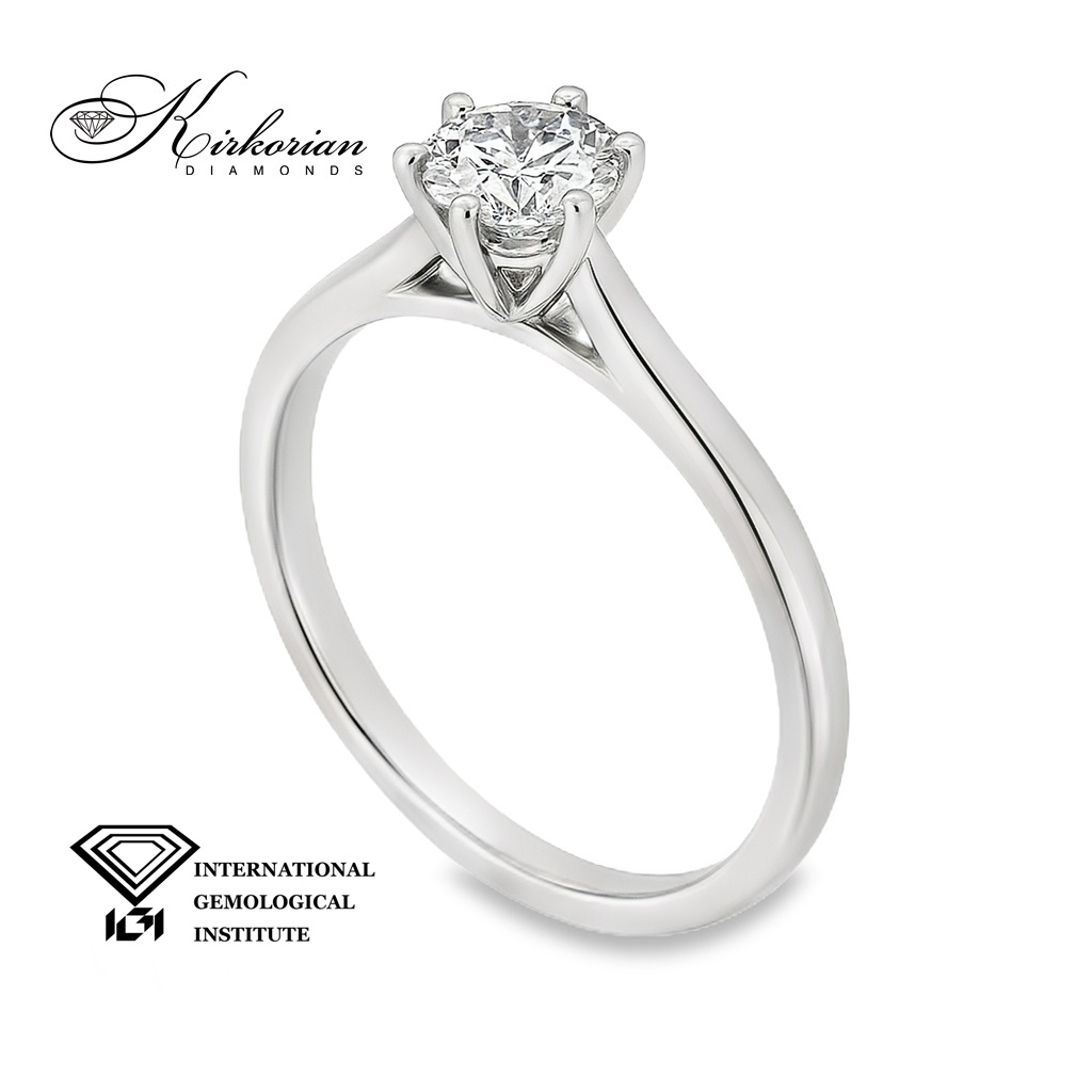 Годежен пръстен от бяло злато 14К с лабораторен диамант 0.52 ct IGI D/VVS1 – лукс на достъпна цена Годежен пръстен от бяло злато 14К с лабораторен диамант 0.52 ct IGI D/VVS1 – лукс на достъпна цена
