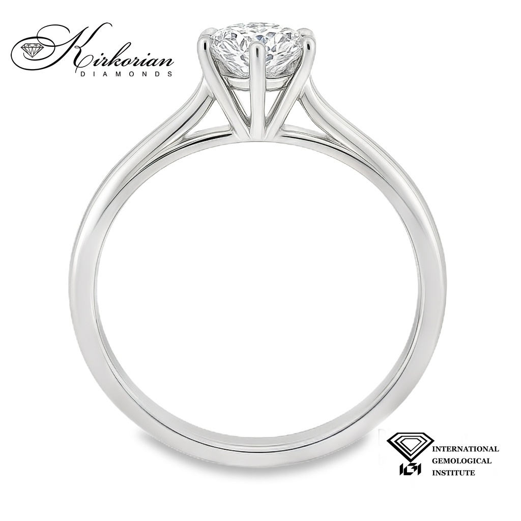 Годежен пръстен от бяло злато 14К с лабораторен диамант 0.52 ct IGI D/VVS1 – лукс на достъпна цена Годежен пръстен от бяло злато 14К с лабораторен диамант 0.52 ct IGI D/VVS1 – лукс на достъпна цена