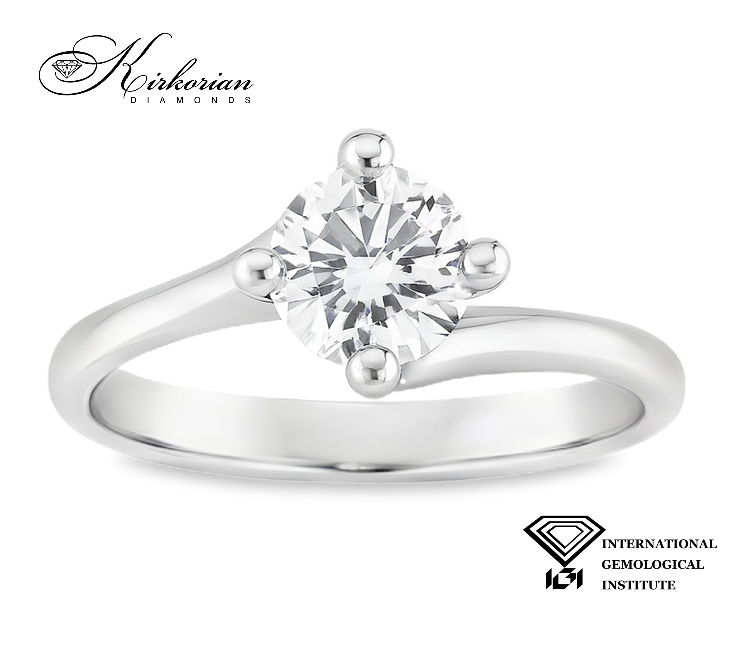 Годежен пръстен с лабораторен диамант 1.05 ct D VVS1 IGI сертификат – бяло злато 14К