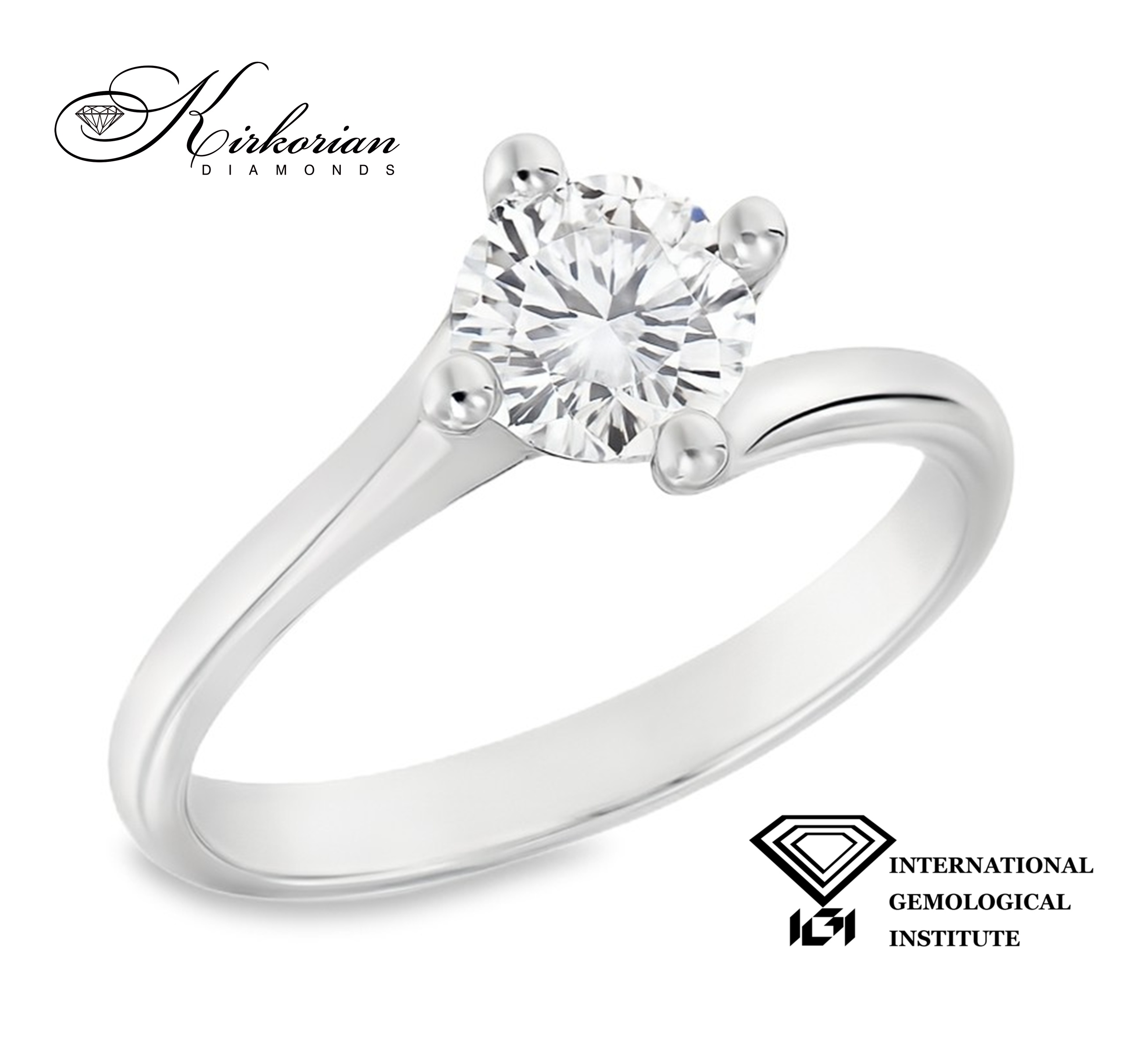 Годежен пръстен с лабораторен диамант 1.05 ct D VVS1 IGI сертификат – бяло злато 14К