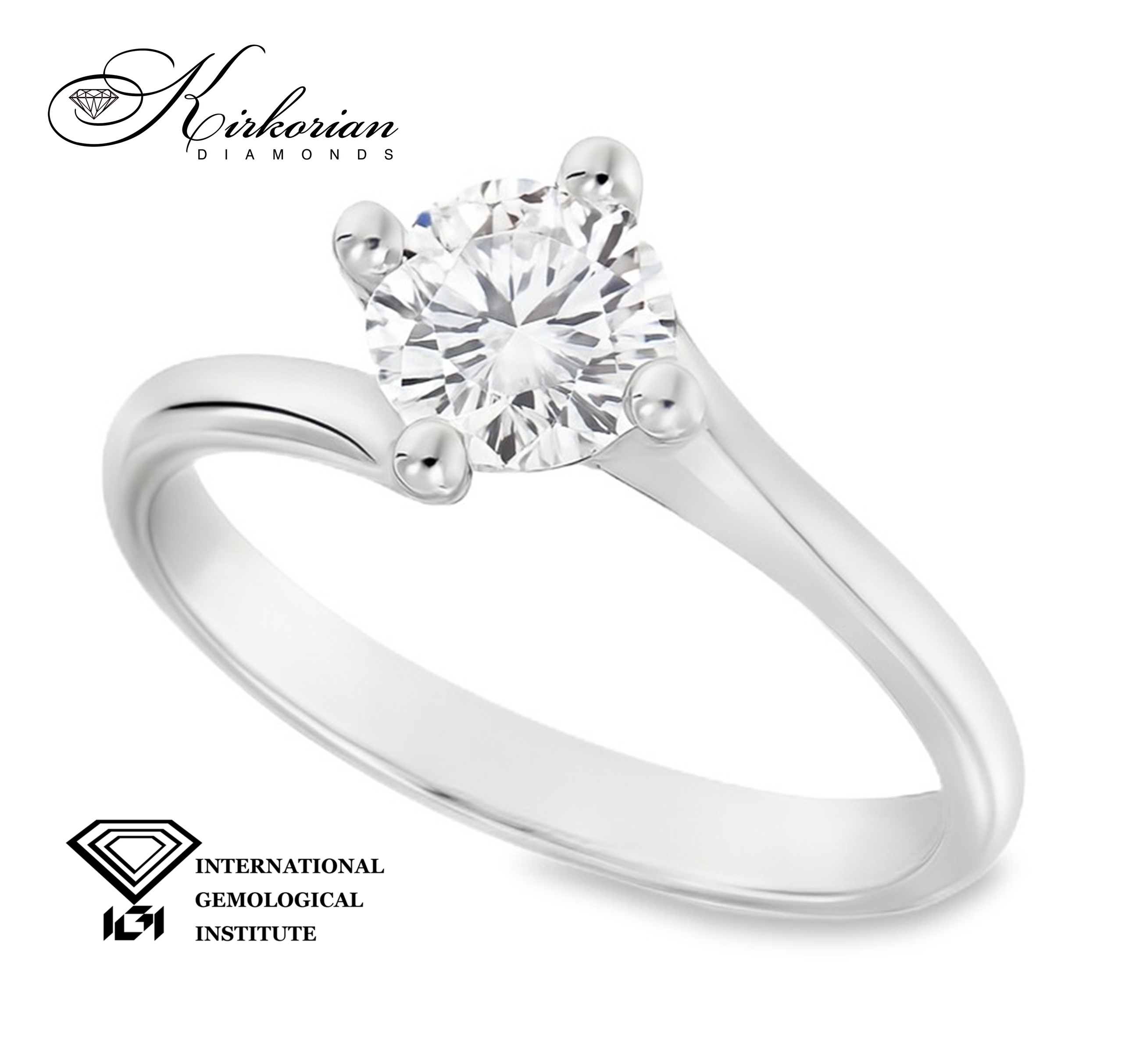 Годежен пръстен с лабораторен диамант 1.05 ct D VVS1 IGI сертификат – бяло злато 14К