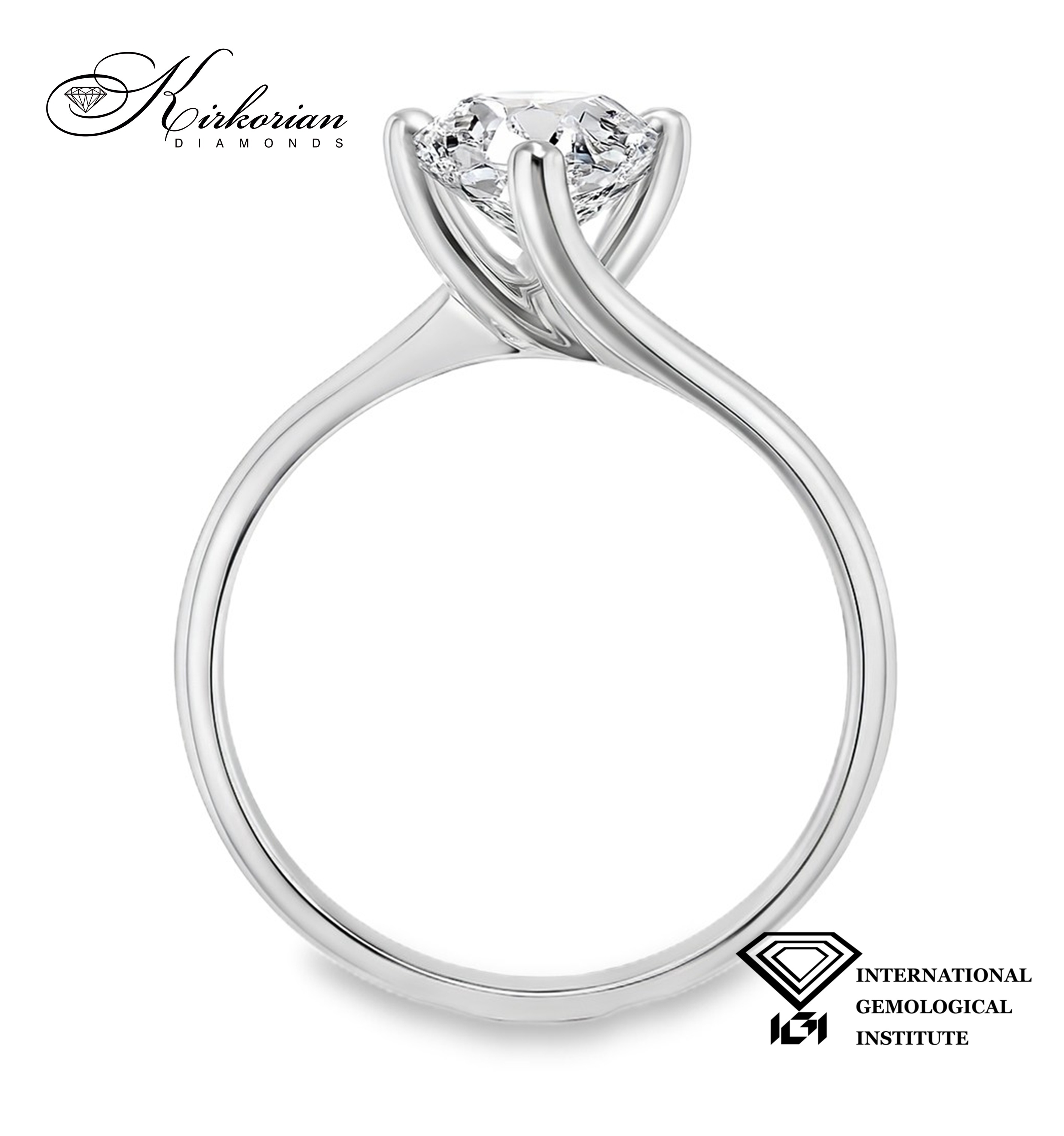 Годежен пръстен с лабораторен диамант 1.05 ct D VVS1 IGI сертификат – бяло злато 14К