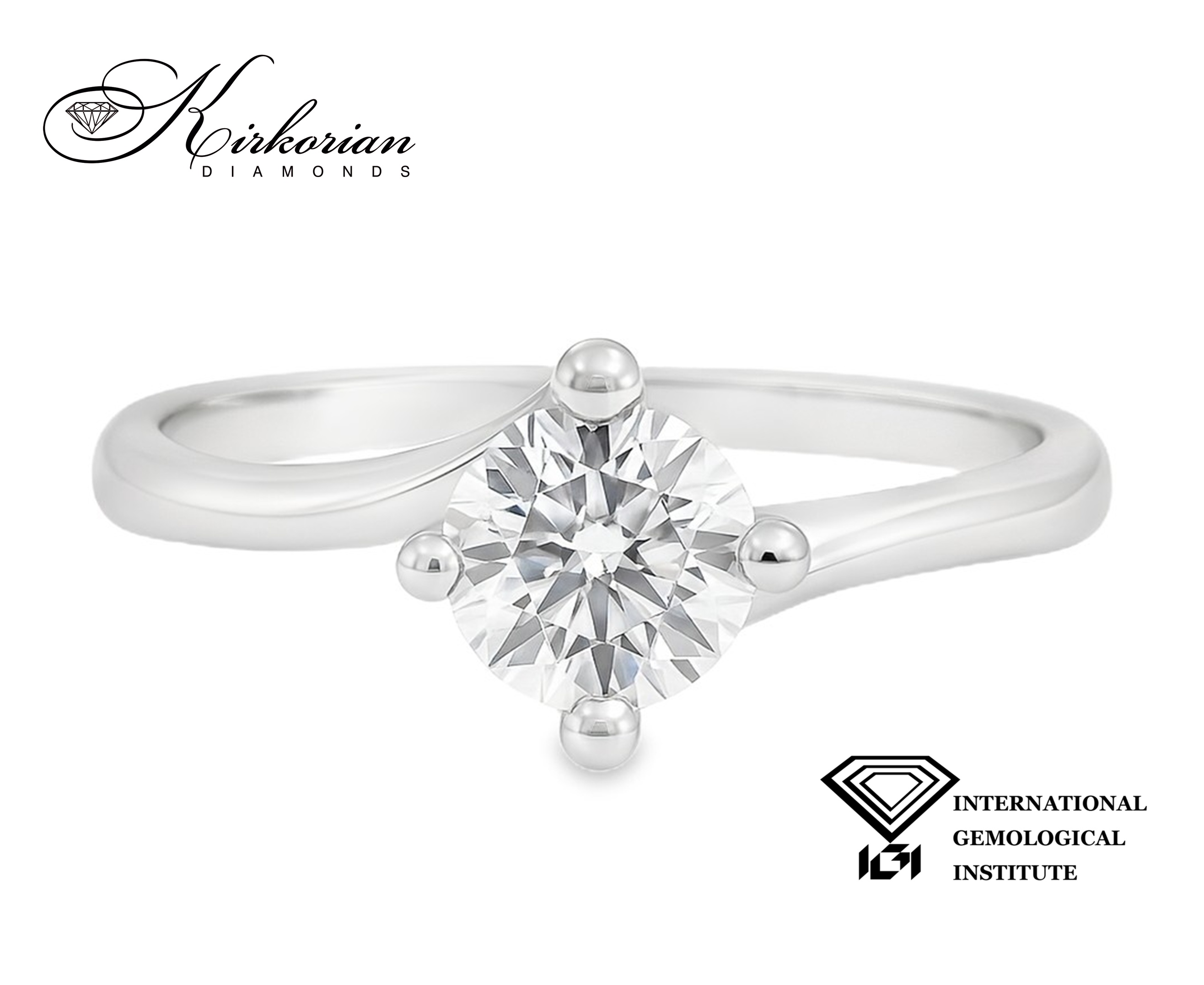 Годежен пръстен с лабораторен диамант 1.05 ct D VVS1 IGI сертификат – бяло злато 14К