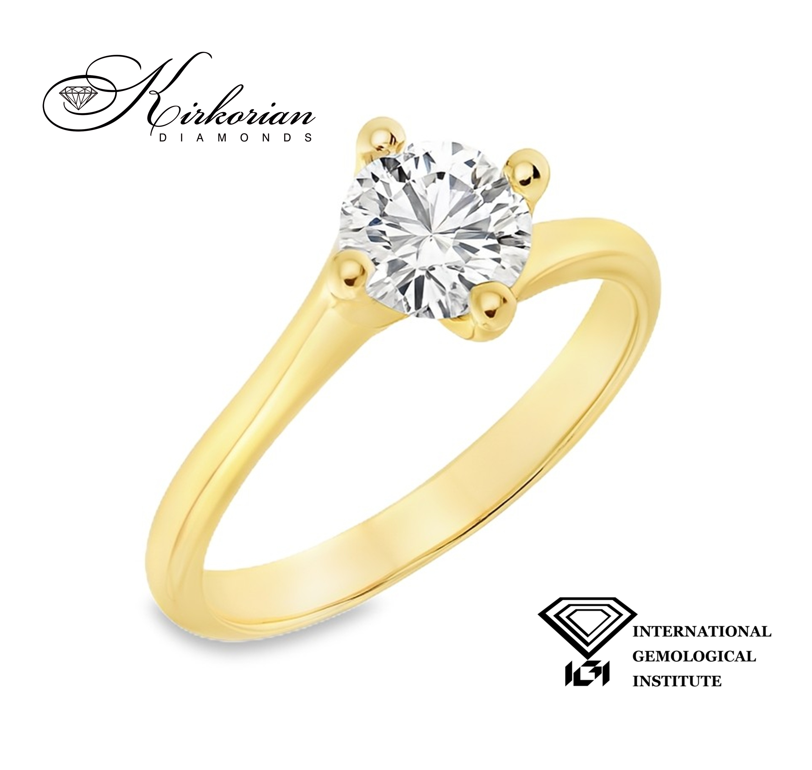 Годежен пръстен с лабораторен диамант 1.05 ct D VVS1 IGI сертификат – жълто злато 14К