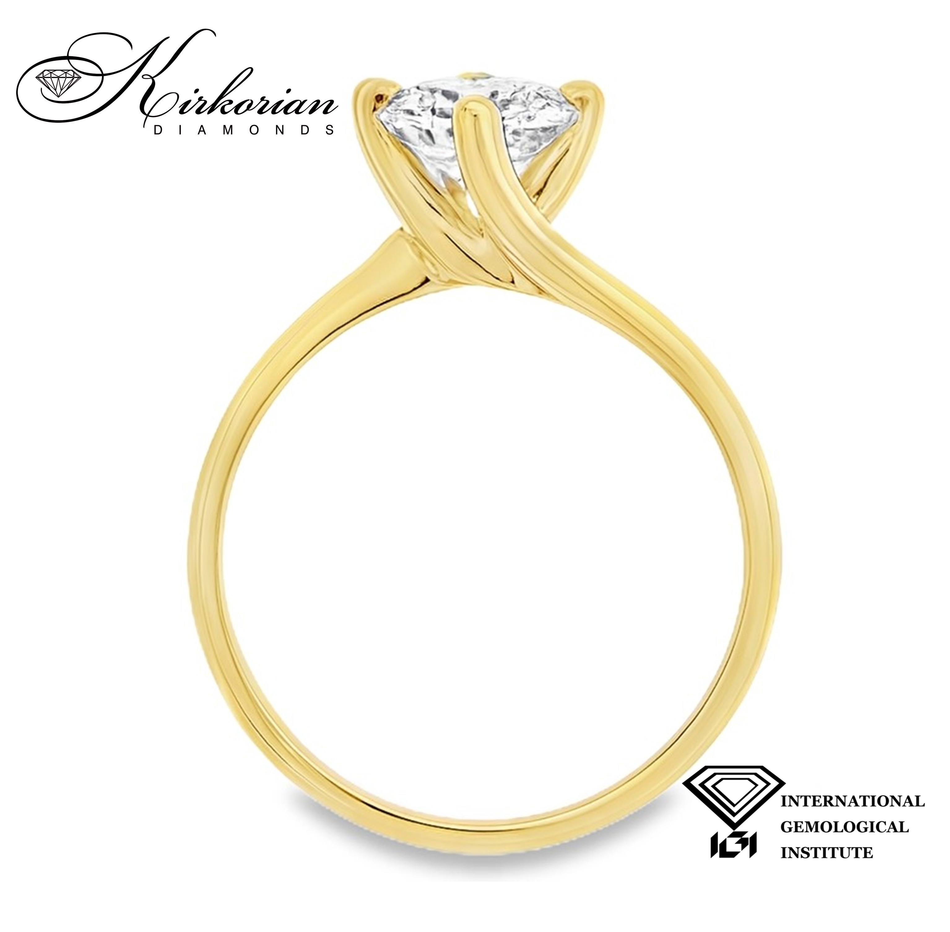 Годежен пръстен с лабораторен диамант 1.05 ct D VVS1 IGI сертификат – жълто злато 14К
