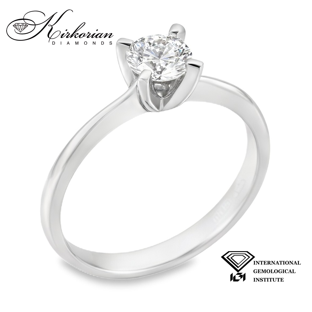 Годежен пръстен от бяло злато 14К с лабораторен диамант 0.50 ct IGI D/VVS1 – цени от производител