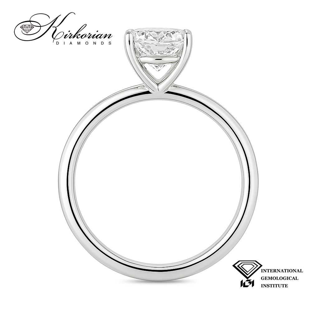 Годежен пръстен от бяло злато 14К с лабораторно диамант 1.50 ct, овал D/VVS1 – IGI сертификат, цени от производител